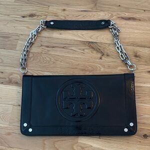 Tory Burch gorgeous black envelope chain handbag.